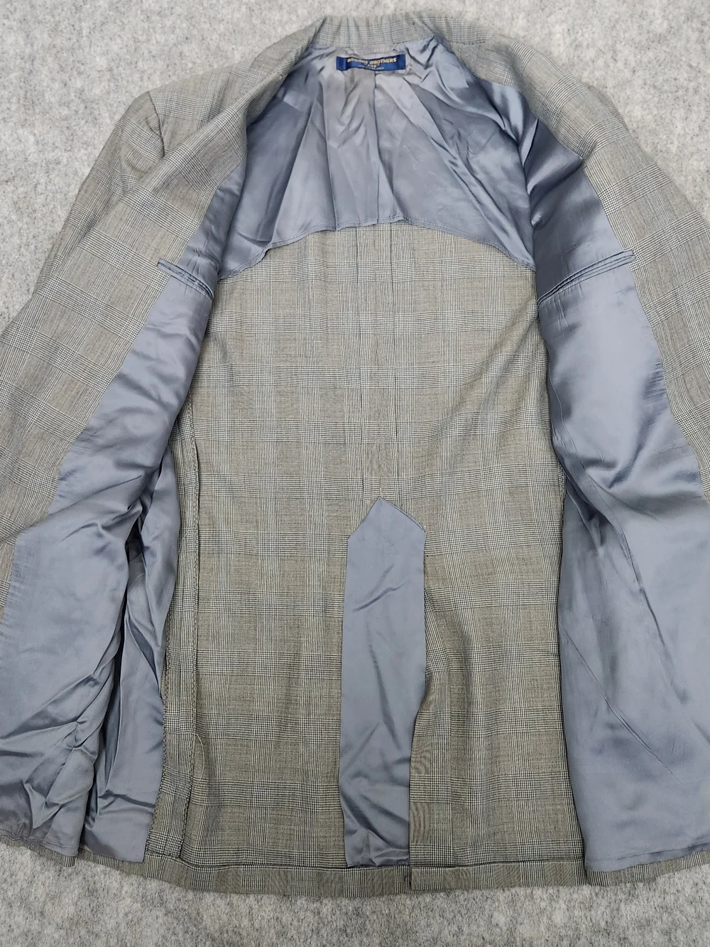 Vintage Brooks Brothers 346 Blazer Suit 44R Pants 39x28 Gray Glen Plaid Business